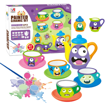 shumee KOMPLET ZA SLIKANJE ČAJ KAVA KERAMIČNI OMET ZA OTROKE, KREATIVNO