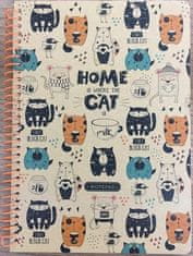 shumee Spiralni zvezek A5/80K na kvadrat, kraft, Smešne mačke