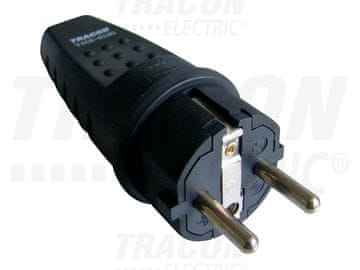 Tracon Electric Uni-schuko raven gumijast vtič 16A