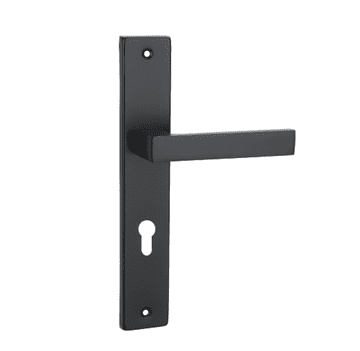 shumee Kljuka za vrata Domino Qubik na dolgi plošči z luknjo za cilinder, črna, razmik 72 mm