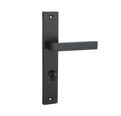 shumee Kljuka za vrata Domino Qubik na dolgi ploščici s ključavnico za stranišče, črna, razmik 72 mm