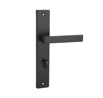 shumee Kljuka za vrata Domino Qubik na dolgi ploščici s ključavnico za stranišče, črna, razmik 72 mm