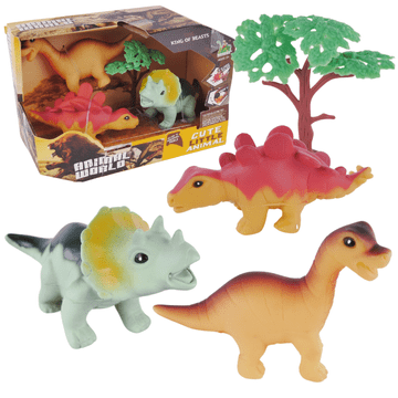 shumee KOMPLET DINOZAVROV TRI FIGURE RAZLIČNIH VRST KOMPLET DREVESA ZA OTROKE