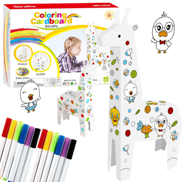 shumee KARTONSKI KOMPLET ZA RISANJE, ZLOŽANJE IN BARVANJE ŽIRAF, VELIK