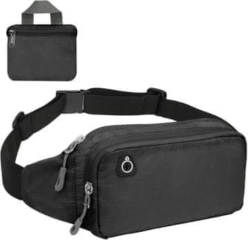 shumee Boruizhen ultralahka zložljiva torba za okoli pasu črne barve