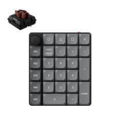 Keychron K0 Max brezžična nizkoprofilna mehanska numerična tipkovnica, rjava stikala, RGB, črna (K0M-H3)