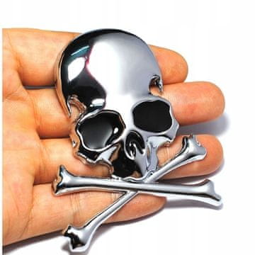 shumee Nalepka SKULL Metal CHROME za motoristično čelado in avto