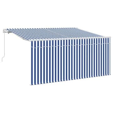 Vidaxl Retraktilna tenda Modra in bela 300 x 200 cm
