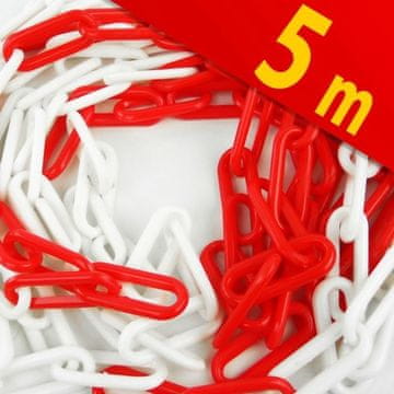 Beast Defense Opozorilna varnostna PVC veriga 5m bela-rdeča
