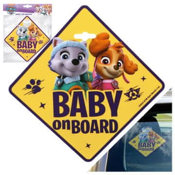 Paw Patrol Paw Patrol Skye, Everest Znak za avto s priseskom, obesek za vetrobransko steklo BABY ON BOARD