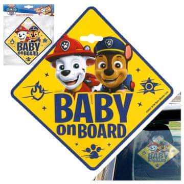 Paw Patrol Paw Patrol Marshall, Chase Znak za avto s priseskom, obesek za vetrobransko steklo BABY ON BOARD