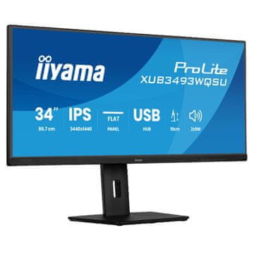 iiyama ProLite monitor, 86,4 cm (34), UWQHD IPS, 120Hz, 1ms, FreeSync, USB Hub (XUB3493WQSU-B6)
