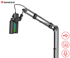 Genesis RADIUM 251 profesionalni mikrofon, 192kHz, USB-C, RGB, z roko, črn