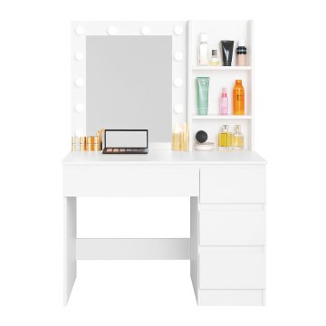 Aga Toaletna miza z ogledalom in osvetlitvijo Mat bela