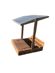 ABC CONNECT Leseno otroško peskovnik 120x120 cm s klopmi in nastavljivo streho (impregnirano)