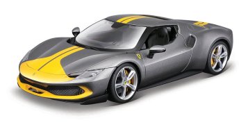 BBurago - RACE+PLAY, Ferrari 296 GTB ASSETTO FIORANO, kovinsko siva, 1:18