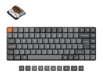 Keychron K3 Max brezžična nizkoprofilna mehanska tipkovnica, Gateron rjava stikala, RGB, siva (K3M-H3-UK)