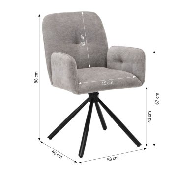 Homestyle4U Oblazinjeni stol, 56x86,5x62 cm, antracit