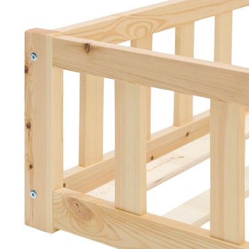 Homestyle4U Otroška postelja na tleh, 125x32x206,5 cm, rjava