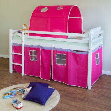 Homestyle4U Pograd, lestev tunel masivni bor, 207,5x110x96,5 cm, rdeča