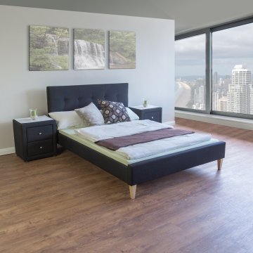 Homestyle4U Posteljni okvir, oblazinjen super king, 165x212 cm, črna