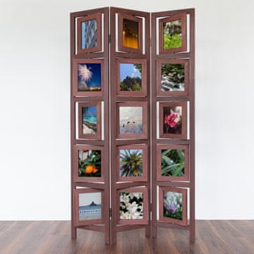 Homestyle4U Pregrada za prostor, 3-delni okvir za fotografije, 93x2x161 cm, rjava