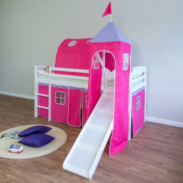 Homestyle4U Pograd, lestev tobogan tunel stolp, 207,5x228x219,5 cm, roza