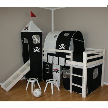 Homestyle4U Otroška pogradna postelja loft, 208x110x97 cm, bela