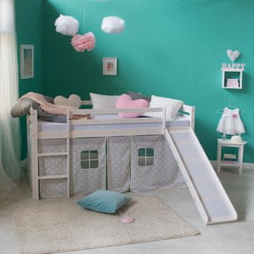 Homestyle4U Pograd s toboganom, 207,5x110x219,5 cm, siva, shranjevanje