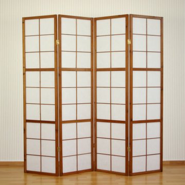 Homestyle4U Pregrada za prostor, 4-delna Shoji zložljiva pregrada, 176x2,2x175 cm, rjava