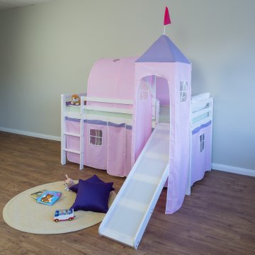Homestyle4U Pograd, lestev tobogan tunel stolp, 207,5x228x219,5 cm, roza