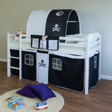 Homestyle4U Pograd, 90x200 cm, črna, bela, s shrambo