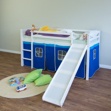 Homestyle4U Pograd s toboganom in zaveso, 207,5x110x219,5 cm, modra