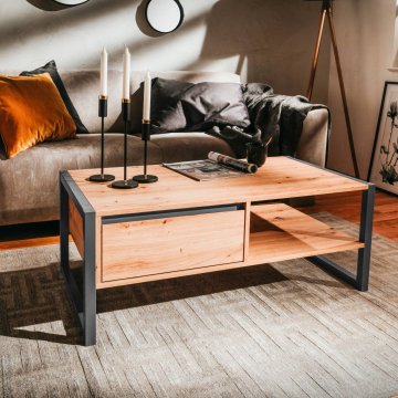 Homestyle4U Klubska mizica, 100x55x40 cm, črna, s shrambo