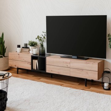 Homestyle4U TV omarica, 195x48x37 cm, črna, rjava