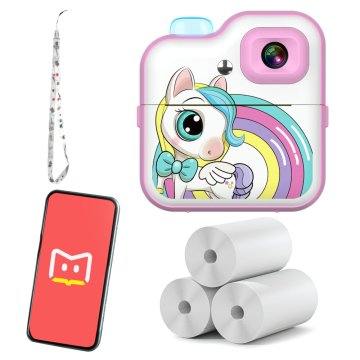 Dexxer Otroški LCD instant fotoaparat s tiskalnikom + 10 trakovi roza
