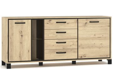 nabbi Dvovratna komoda s predali Vinap CH-2D4DRWRS - obrtniški hrast / temni wenge