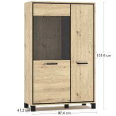 nabbi Dvovratna vitrina Vinap CH-1W1D - obrtniški hrast / temni wenge