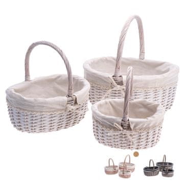 StarDeco Košara z ročajem 26,5x21xh28,5cm / več barv / les, tekstil