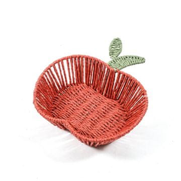 Mhome Košara Jabolka 25x28xh7,5cm / rdeča / kovina, rafija
