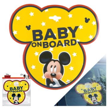 Disney DISNEY Mickey Mouse Znak za avto s priseskom, obesek za vetrobransko steklo BABY ON BOARD