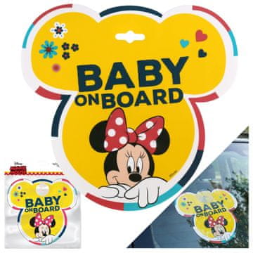 Disney DISNEY Minnie Mouse Znak za avto s priseskom, obesek za vetrobransko steklo BABY ON BOARD