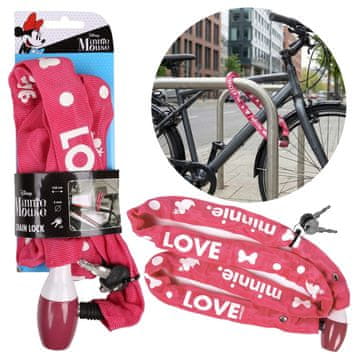 Disney DISNEY Minnie Mouse Veriga za kolo, varnostna naprava za kolo, močno pritrjevanje, ključavnica + 2 ključa 120 cm