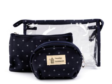 Komplet 3 kozmetičnih torbic - temno modra