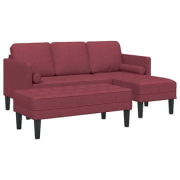 Vidaxl Kavčna garnitura z blazino 2 pcs Vinorodna rdeča Poliester