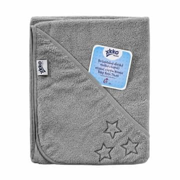 XKKO Organic BIO bombažna frotirna brisača s kapuco 90x90 - Silver Stars