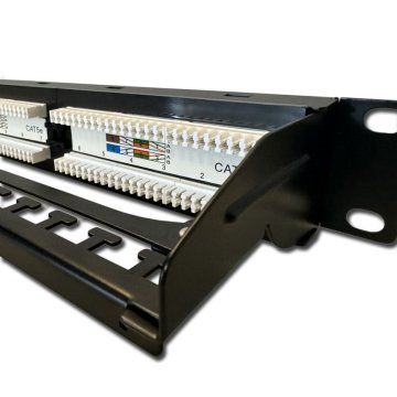 DATACOM Patch panel 19" UTP 24 portov CAT5E DUAL 1U BK (4x6p)