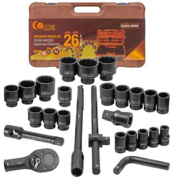shumee Komplet udarnih nasadnih ključev 3/4"" 12-točkovni 17-65mm 26-delni kovček