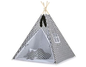 Bobono Tipi šotor za otroke + obeski iz perja - Chevron black