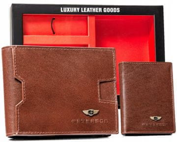 shumee Darilni komplet: moška usnjena denarnica, etui in obesek za ključe - Peterson